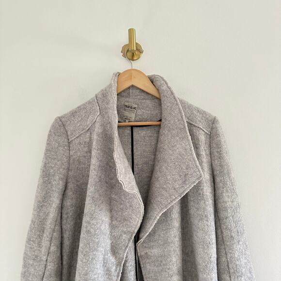 Zara Trafaluc Wool Blend Open Front Mid-Length Coat Gray S - Picture 10 of 10